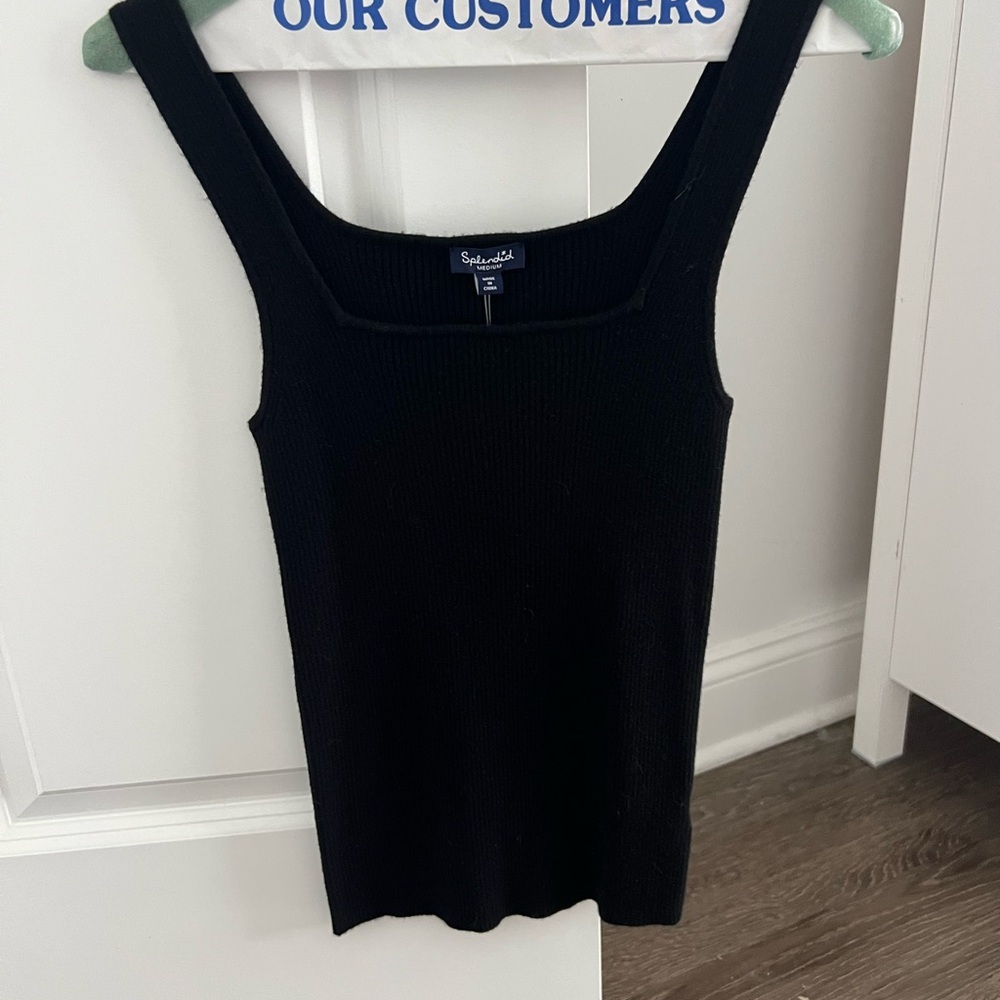 Splendid Black Ribbed Sweater Tank Top